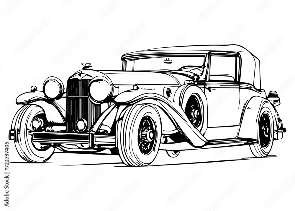 Retro car sketch art design