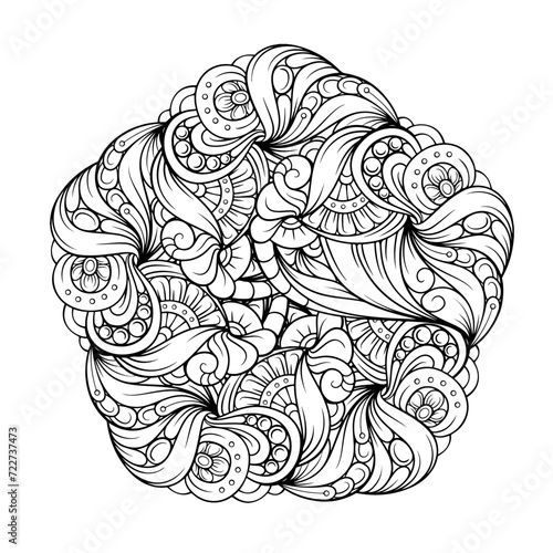 Wallpaper Mural Black and white abstract floral mandala pattern. Antistress coloring page. Torontodigital.ca