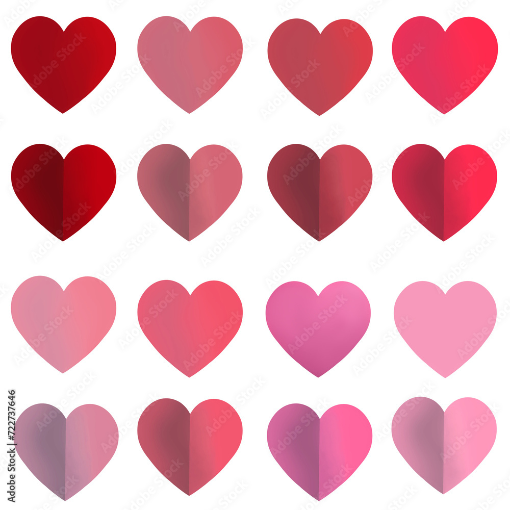 seamless pattern with red pink hearts