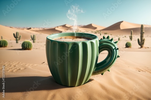 a coffee cup designed to resemble a green cactus photo