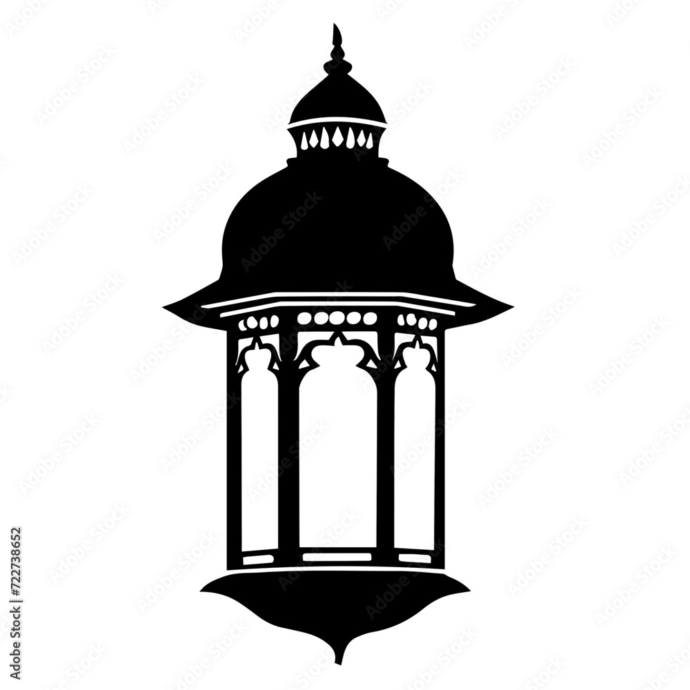 Lantern Magic Embracing the Spirit of Ramadan in Lasecut Black And White Generative AI