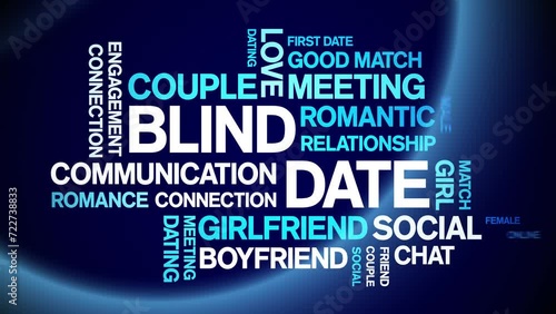 Blind Date animated tag word cloud;text design animation kinetic typography seamless loop.