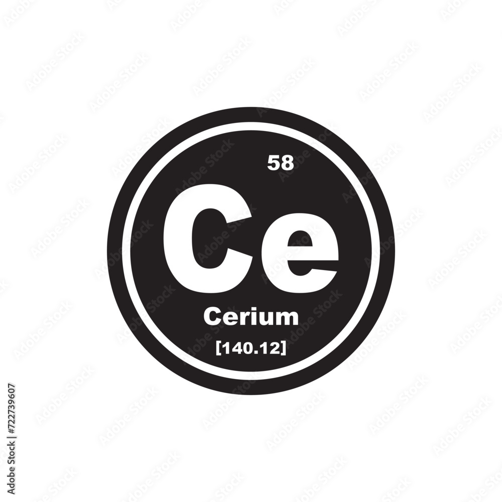 Cerium icon, chemical element in the periodic table Cerium icon, chemical element in the periodic table