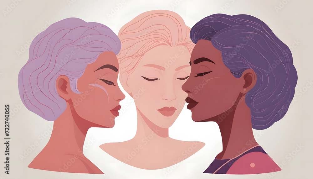 Illustration of women's faces for background Illustration of women's faces for background