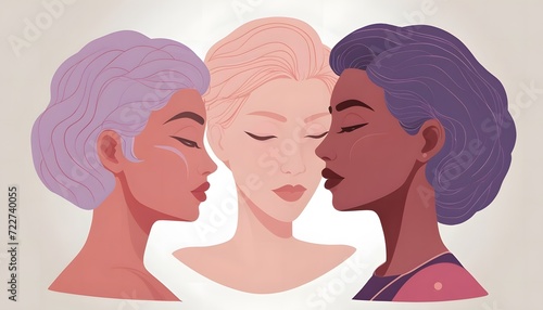 Illustration of women's faces for background