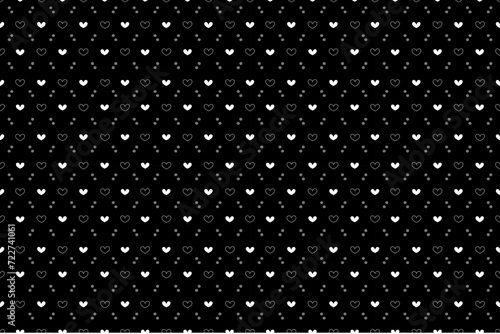 Valentine's white Hearts with black background is in Seamless pattern