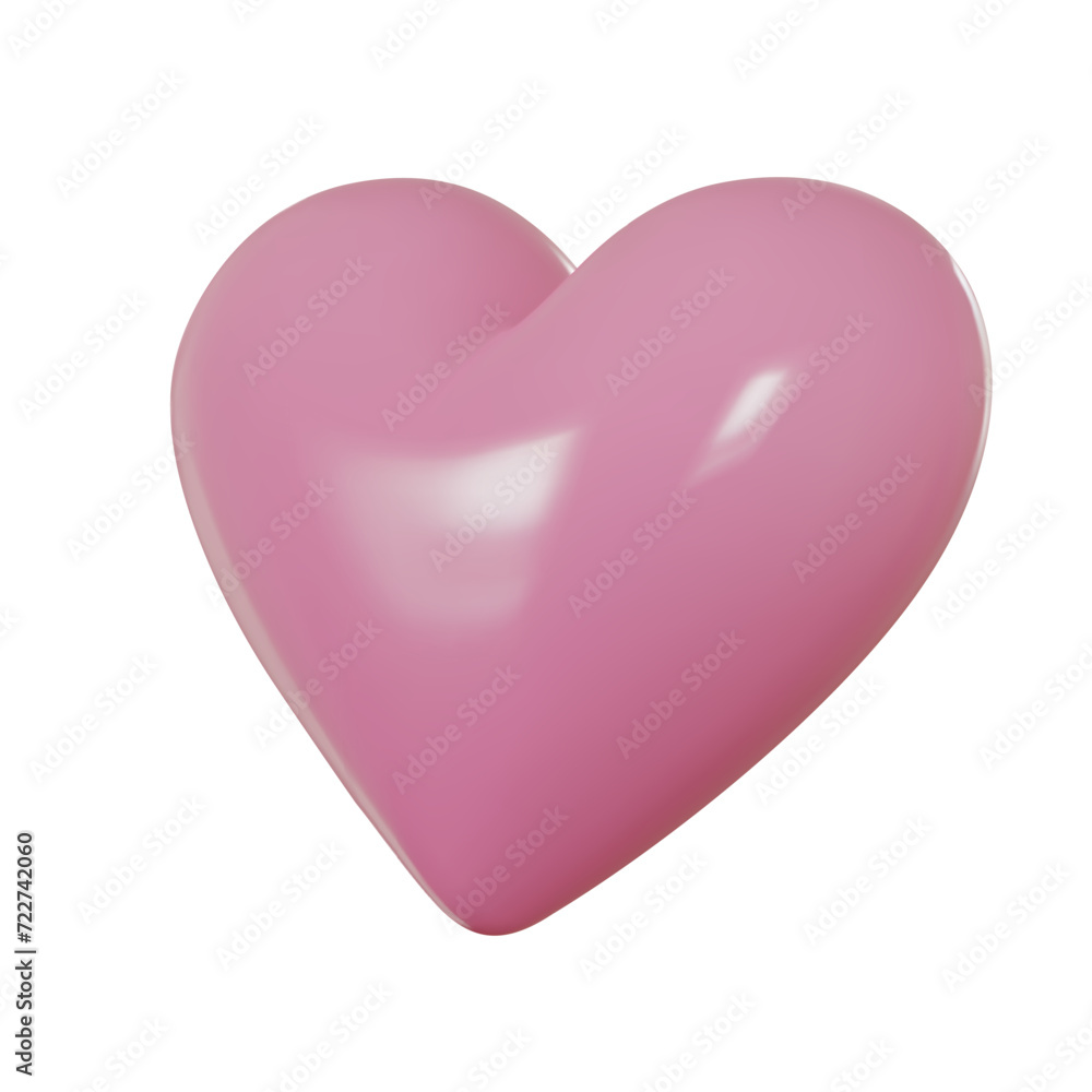 3d realistic pink heart. Valentines day card. Vector illustration