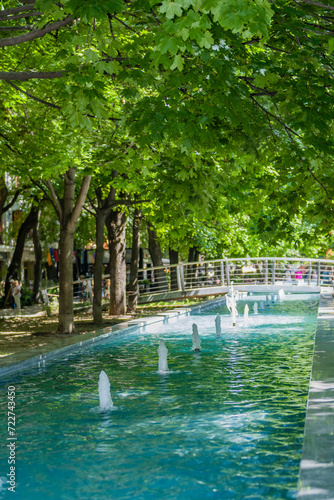 Water fountain in famous park at Hviezdoslav Square.