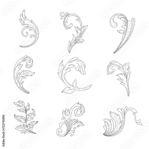 Floral decorative vector elements set