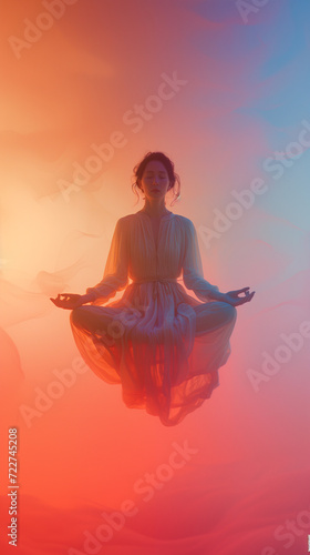 Levitation yoga in the lotus position