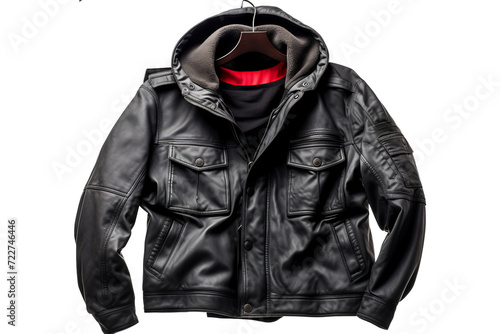 Stylish man leather jacket on a transparent background