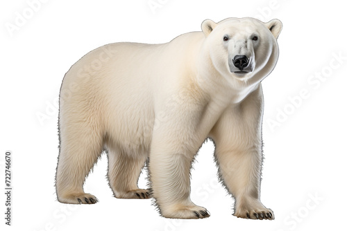 A majestic polar bear walking isolated on transparent background