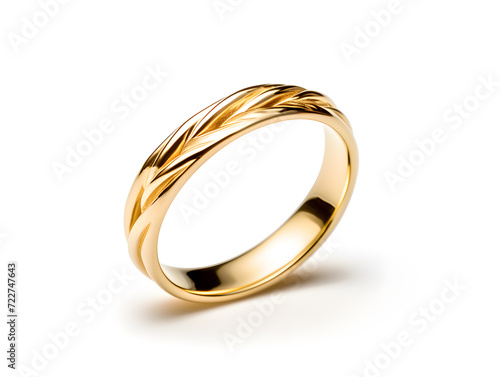 Golden wedding rings symbolizing love and marriage, isolated on a white background,Generative Ai