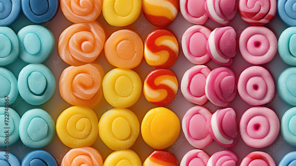 seamless pattern and background of candies in different sizes and colors seamless pattern and background of candies in different sizes and colors