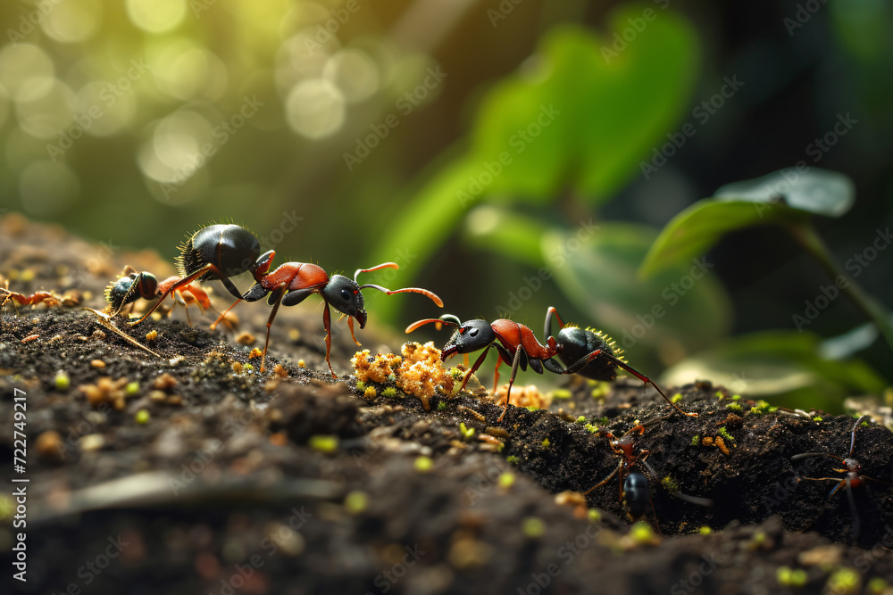 ants carry food to their nest