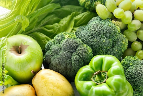 Green vegetables and fruits