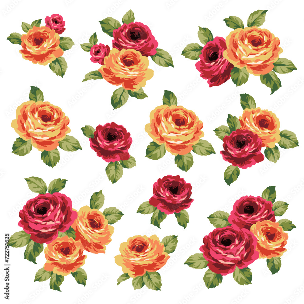 A collection of rose materials ideal for textile design, A collection of rose materials ideal for textile design,