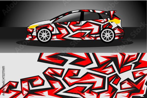 Car decal design vector. Graphic abstract stripe racing background kit designs for wrap vehicle, race car, rally, adventure and livery