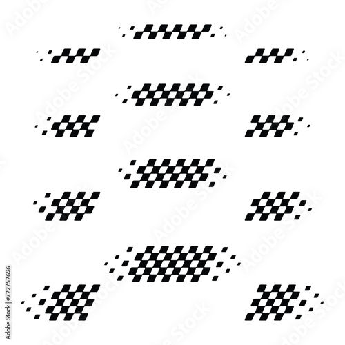 Checkered race track flag waves set