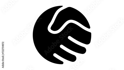 handshake logo, black isolated silhouette