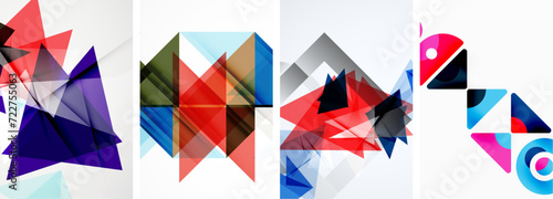 Set of abstract random triangle composition backgrounds. Vector illustration for for wallpaper, business card, cover, poster, banner, brochure, header, website