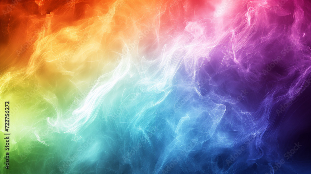 Rainbow-Hued Smoke: A Playful Blend of Colors Creating a Light Yet Vivid Background, Evoking Whimsy and Vibrancy 