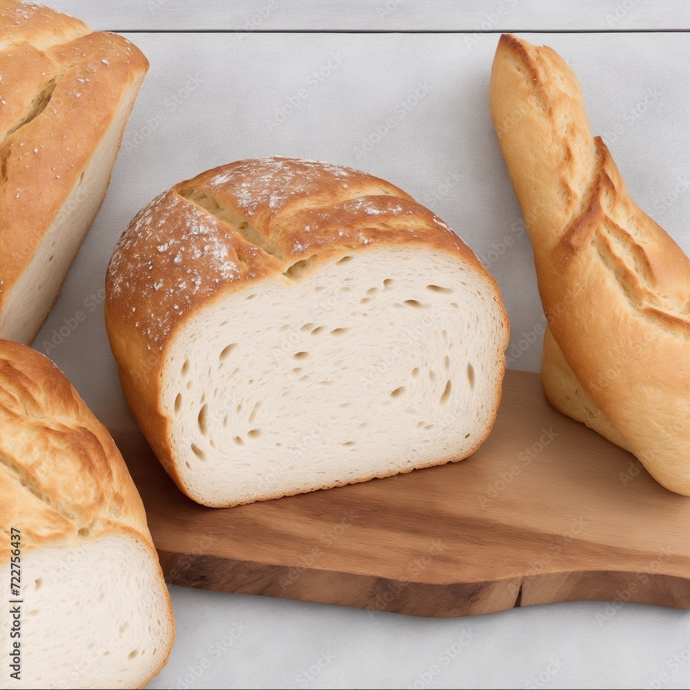 delicious bread on a gray background