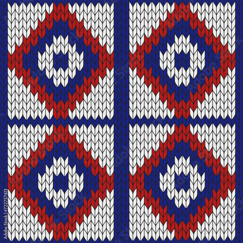 4th of July knitted pattern. knitted vector pattern. Seamless gradient pattern for clothing, wrapping paper, backdrop, background, gift card.