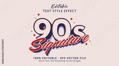 90s Signature Editable Text Effect, 3d retro style