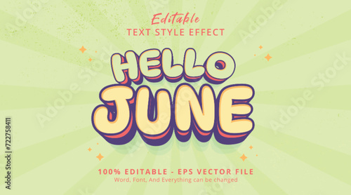 Hello June Editable Text Effect  3d cartoon style
