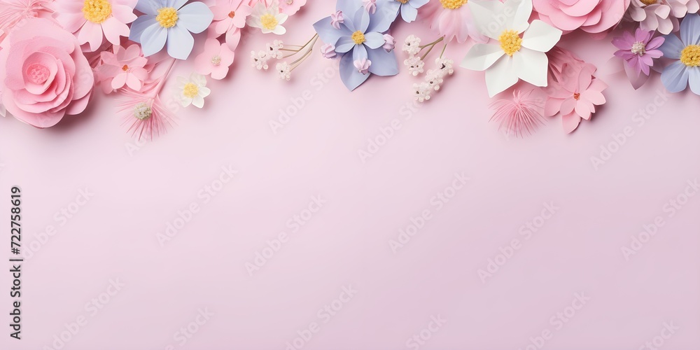 Beautiful Spring Flowers on Soft Pink Background