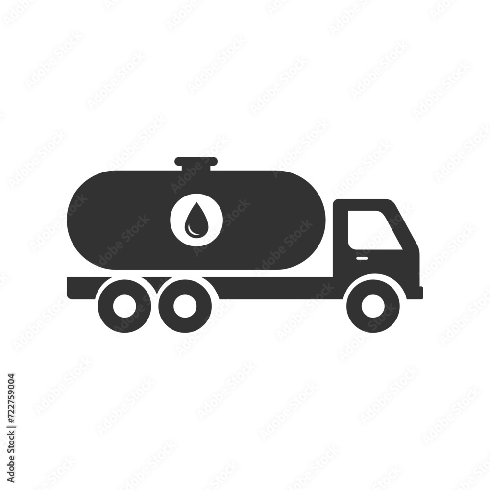 Tanker truck icon. Gasoline fuel truck icon. Water or Fuel truck silhouette vector icon. Tanker truck icon. Gasoline fuel truck icon. Water or Fuel truck silhouette vector icon.