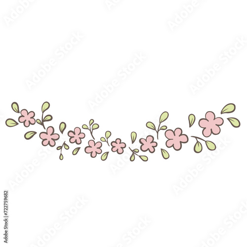 Flower and leaves border illustration for decoration on garden , nature, spring seaonal and Easter festival. photo
