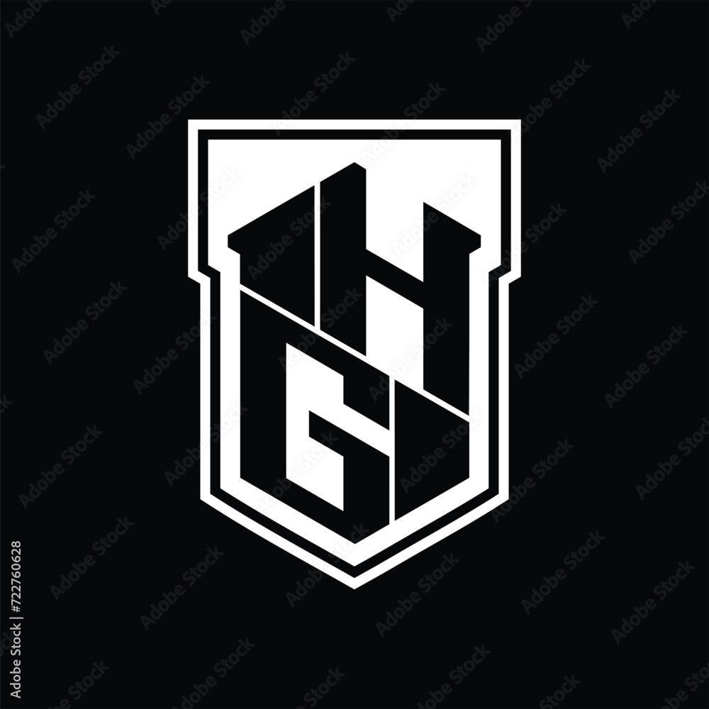 HG Logo monogram hexagon geometric up and down inside shield isolated style design template HG Logo monogram hexagon geometric up and down inside shield isolated style design template