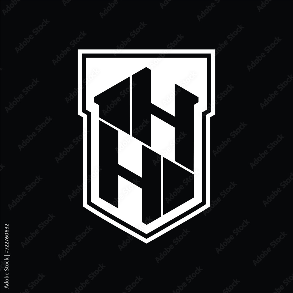 HH Logo monogram hexagon geometric up and down inside shield isolated style design template HH Logo monogram hexagon geometric up and down inside shield isolated style design template