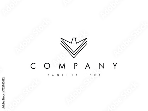 minimal eagle wing line logo design