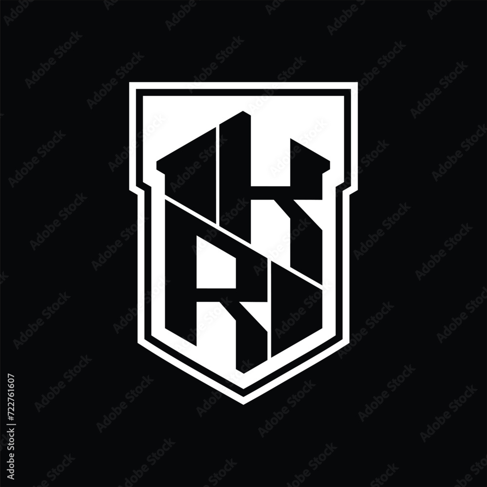 KR Logo monogram hexagon geometric up and down inside shield isolated style design template KR Logo monogram hexagon geometric up and down inside shield isolated style design template
