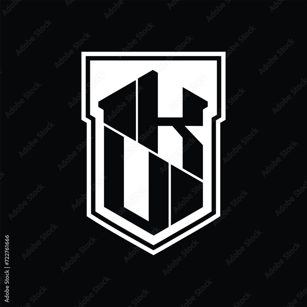 KU Logo monogram hexagon geometric up and down inside shield isolated style design template KU Logo monogram hexagon geometric up and down inside shield isolated style design template