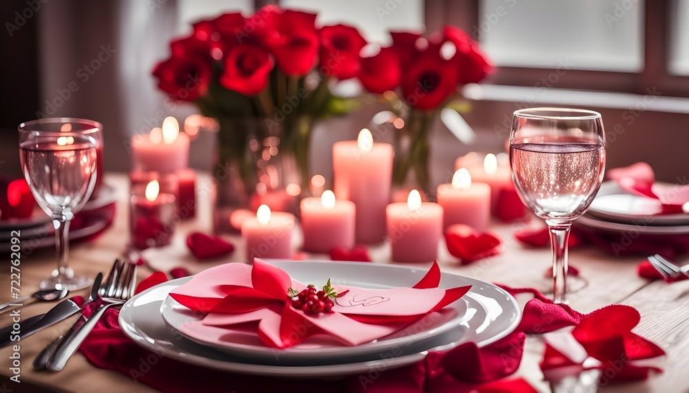 Romantic dinner table setting valentine Romantic dinner table setting valentine