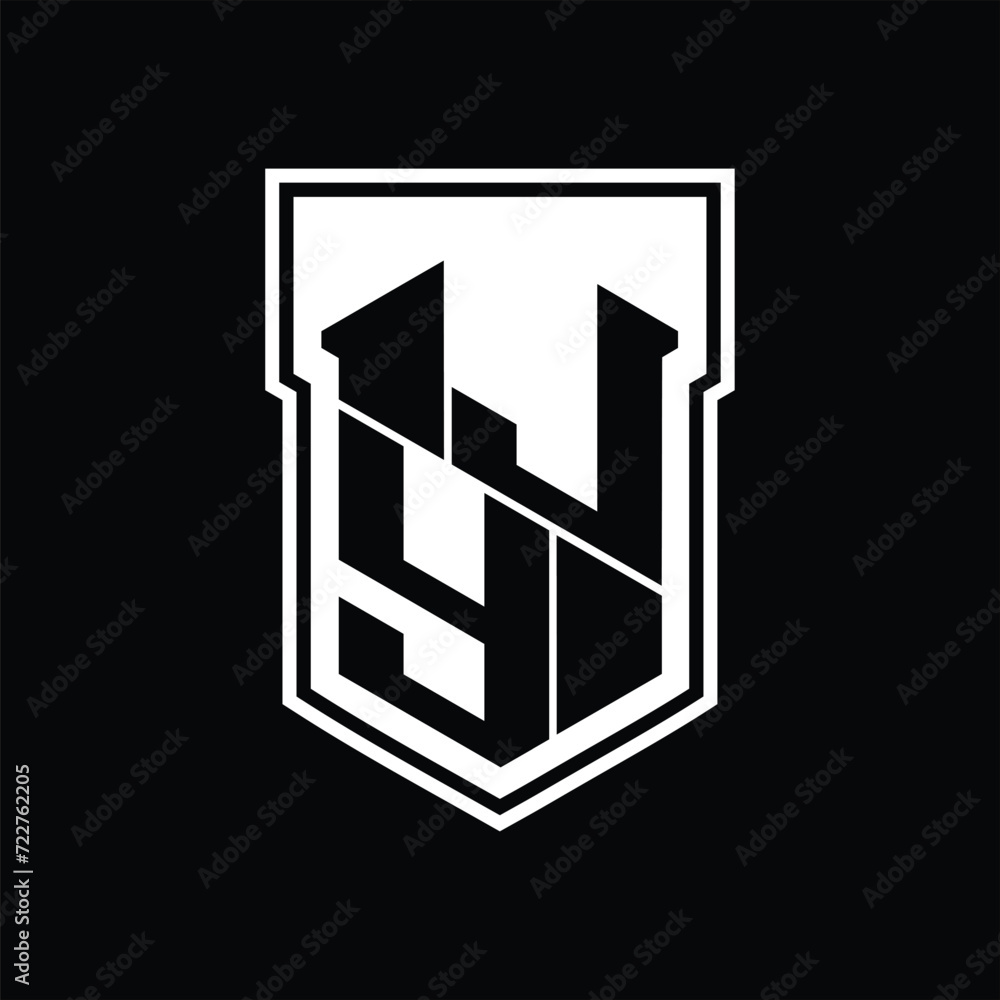 JY Logo monogram hexagon geometric up and down inside shield isolated style design template JY Logo monogram hexagon geometric up and down inside shield isolated style design template