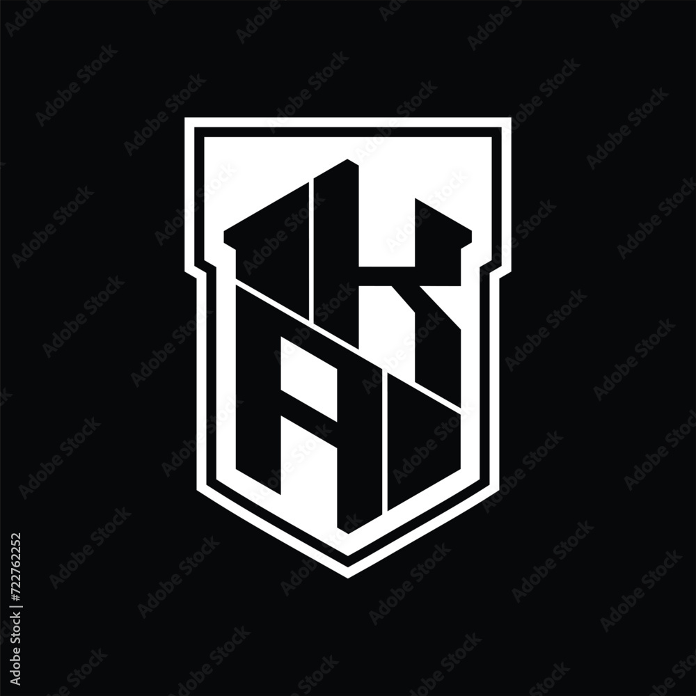 KA Logo monogram hexagon geometric up and down inside shield isolated style design template KA Logo monogram hexagon geometric up and down inside shield isolated style design template