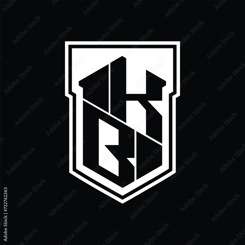 KB Logo monogram hexagon geometric up and down inside shield isolated style design template KB Logo monogram hexagon geometric up and down inside shield isolated style design template