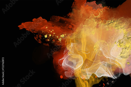 Luxury red, black, gold background marble liquid ink art. Vector illustration.