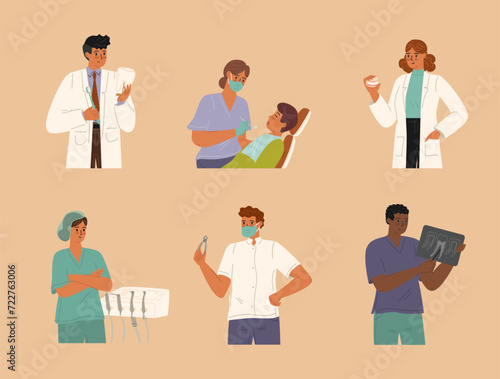 Isolated set of patient and dentist characters