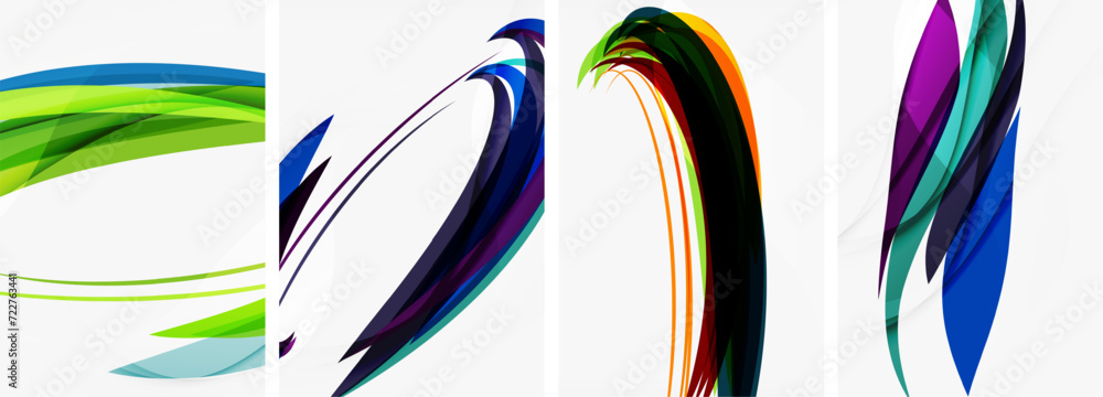 Fototapeta premium Colorful wave lines poster set for wallpaper, business card, cover, poster, banner, brochure, header, website