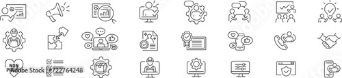Consulting business editable stroke linear icon collection vector illustration