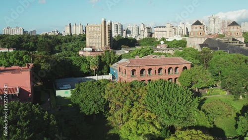 Fort San Domingo, historical fortress in Tamsui, Ascending Aerial Reveal Shot