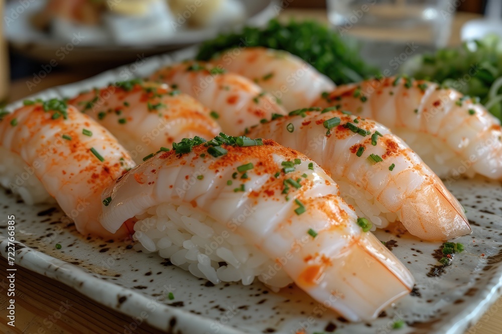 A plate of a well plated cooked Japanese dish on a table top professional advertising food photography A plate of a well plated cooked Japanese dish on a table top professional advertising food photography