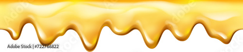 Dripping or melting caramel or sticky liquid. Vector isolated honey drops, flowing sweet fluid, maple syrup or nectar droplets. Realistic golden essence drip