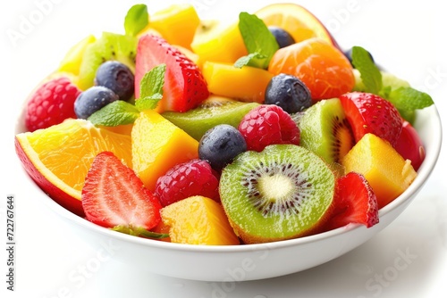 Fresh mixed fruits salad in a bowl professional advertising food photography